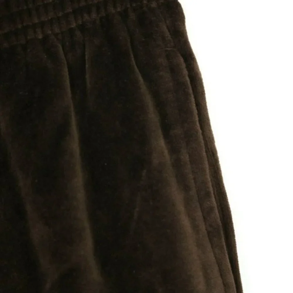 Alfred Dunner Velour Pants Brown Stretch Elastic Waist Petite 10 X 27‎ 10P
